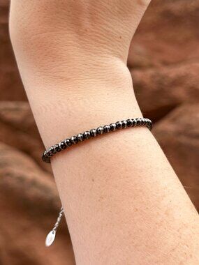 Handmade 4mm Brushed Steel Western Pearl Bracelet